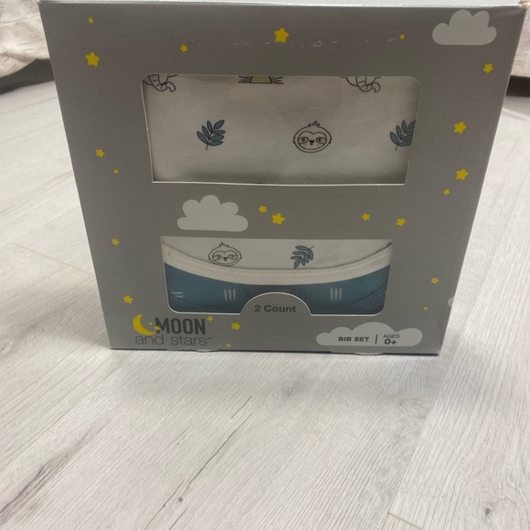 moon and stars Other - Baby Bib Set - Blue and White